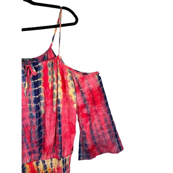SHOP NEIGHBOR Floral Ruffle Dress Size Small NWT Off The Shoulder Adjustable - Picture 7 of 9